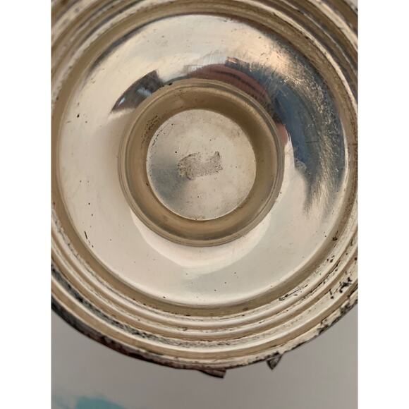 Vintage Raimond Sugar Scuttle with Scoop Silverplate with Zinc Alloy Lining Flor - Picture 9 of 10